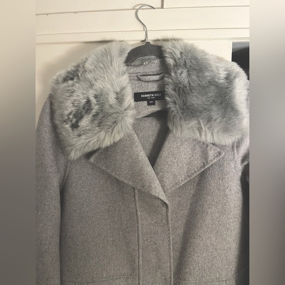 Kenneth Cole New York Wool Blend Coat With Removable Faux Fur Collar - Picture 7 of 9